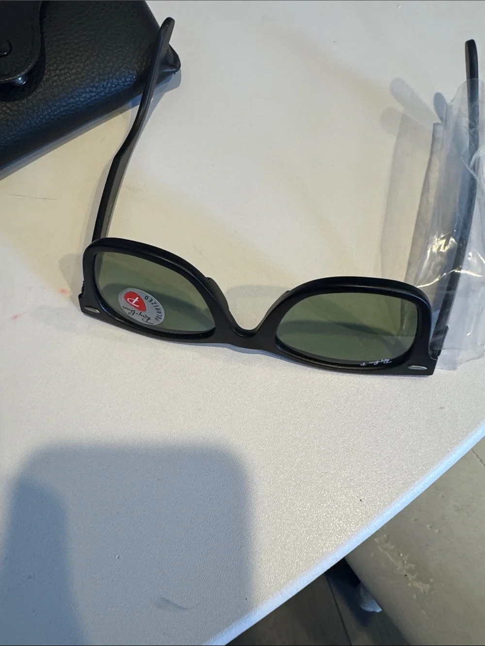 Ray-Ban Black Wayfarer Sunglasses with Green Polarized Lenses
